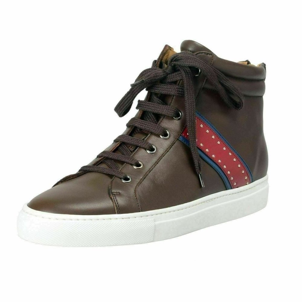 Casadei Men's Brown Leather Fashion Sneakers